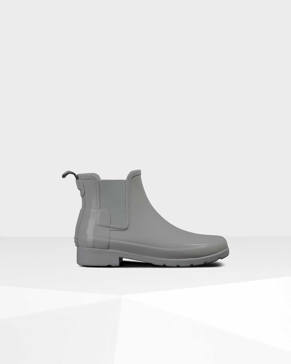 Hunter Women's Refined Gloss Slim Fit Chelsea Boots Grey,LIAR26018